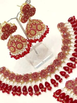 New Indian Pakistani Bollywood Bridal Kundan Jewellery Choker Earrings Tikka Set