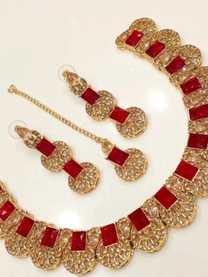 Indian Pakistani Bridal Necklace Choker In Golden Earrings Set Wedding Bollywood